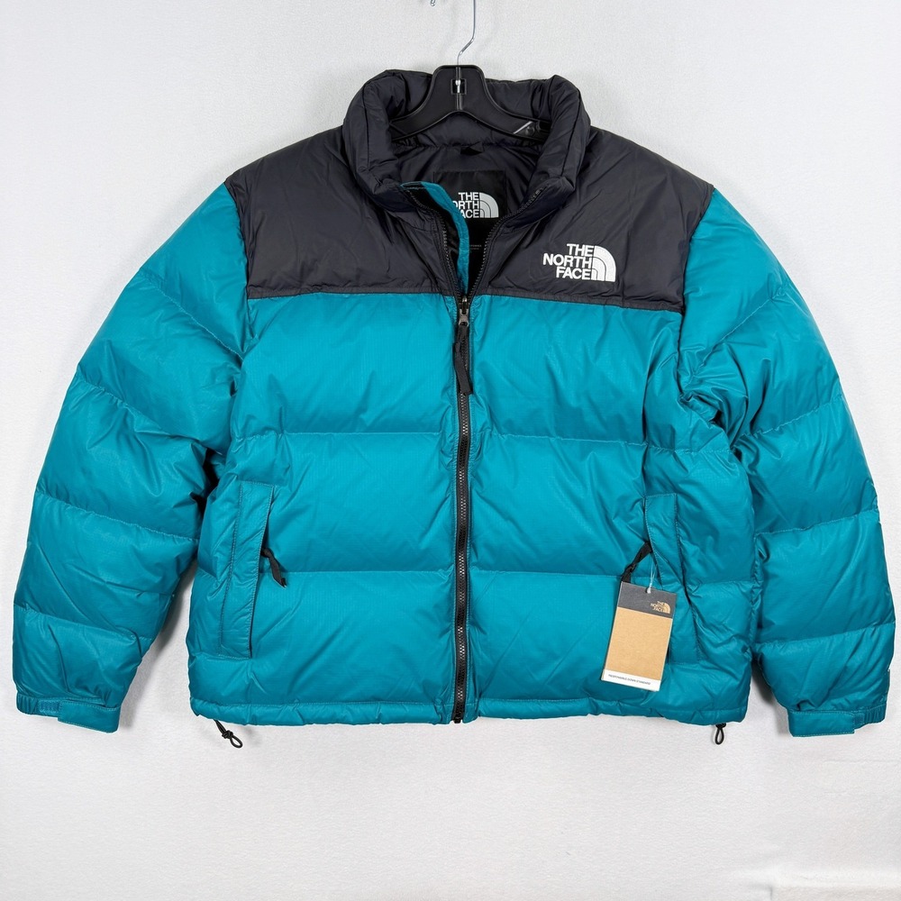 The North‎ Face Nuptse Jacket Size 2X Womens Plus Harbor Blue Hidden Hood NWT